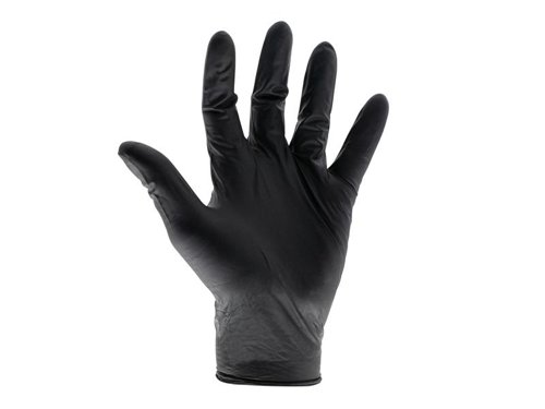 SCA Black Heavy-Duty Nitrile Disposable Gloves Medium Size 7 (Box of 100)
