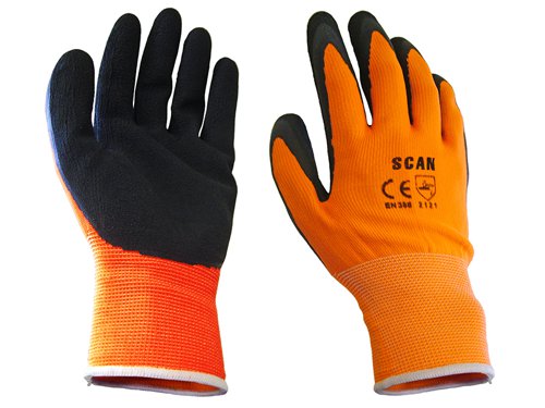 SCA Hi-Vis Orange Foam Latex Coated Gloves - L (Size 9)