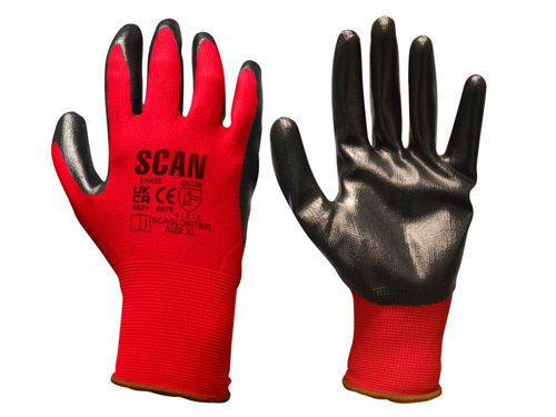 Scan Nitrile Coated Knitted Gloves - L (Size 9)