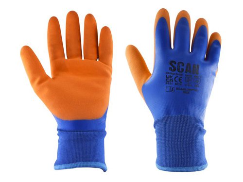 Scan Thermal Waterproof Latex Coated Gloves - L (Size 9)