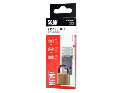 Scan Hasp and Staple 64mm + 40mm Padlock