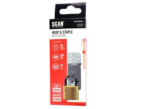 Scan Hasp and Staple 89mm + 40mm Padlock