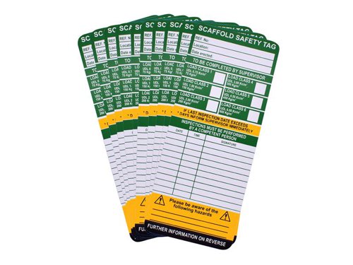 SCA Scaffold Tag Inserts Pack Of 10