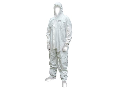Scan Chemical Splash Resistant Disposable Coverall White Type 5/6 L (39-42in)