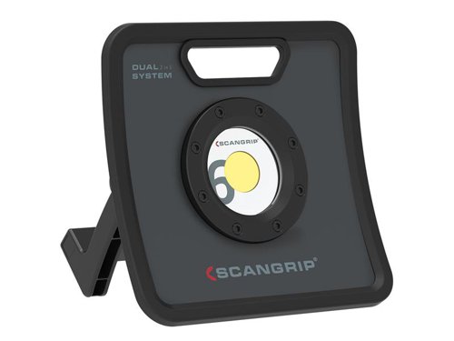 The SCANGRIP® NOVA C+R DUAL SYSTEM COB LED Work Light can be powered by its built-in, rechargeable Li-ion battery or by plugging into the mains (240V). A user friendly display shows both battery capacity and remaining operating time.It features the latest COB LED technology and a five-step dimming function enabling the light output to be adjusted within a 10% to 100% range.The sturdy die-casted aluminium construction is perfect for use in demanding rough working environments. Integrated carrying handle with a flexible stand can be used as a hanger enabling the work light to be positioned to the desired angle. It also enables mounting on to the SCANGRIP® Tripod or Scaffolding Bracket (both SOLD SEPARATELY) for extra versatility.The CRI value is close to daylight and the SCANGRIP® Diffuser (SOLD SEPARATELY) can be used to soften the light and avoid hard shadows.Specification:Mains Cable Length: 5mThe SCANGRIP® NOVA 6K C+R DUAL SYSTEM COB LED Work Light can be powered by its built-in, rechargeable Li-ion battery or by plugging into the mains (240V). A user friendly display shows both battery capacity and remaining operating time.It features the latest COB LED technology and a five-step dimming function enabling the light output to be adjusted within a 10% to 100% range.The sturdy die-casted aluminium construction is perfect for use in demanding rough working environments. Integrated carrying handle with a flexible stand can be used as a hanger enabling the work light to be positioned to the desired angle. It also enables mounting on to the SCANGRIP® Tripod or Scaffolding Bracket (both SOLD SEPARATELY) for extra versatility.The CRI value is close to daylight and the SCANGRIP® Diffuser (SOLD SEPARATELY) can be used to soften the light and avoid hard shadows.Mains Cable length is 5m.Specifications:Luminous Flux, Max./Min.: 6,000/600 Lumens.Illuminance, Max.Min. (@0,5m): 8,000/500 Lux.Illuminance Distance: 0.50m.Beam Angle: 110°.Dimensions: 267 x 87 x 262mm.Weight: 2.6kg.