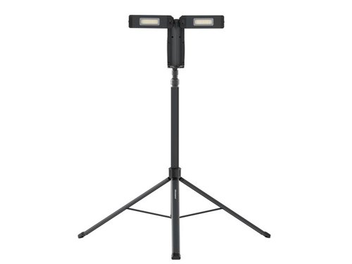 The SCANGRIP® TOWER COMPACT CONNECT Light provides extremely high lumen output, up to as much as 2500 lumens, and can be positioned directly on the tripod without any bracket or extra devices. This means it can be dismounted as easily and positioned directly on the surface using the battery base as stand or positioned by the built-in hook.Featuring 360° flexible and turnable lamp heads TOWER COMPACT CONNECT provides powerful illumination from any lighting angle you need for the job. Both lamp heads have dual axis rotation which means the lamp heads can be rotated in all directions independent of each other providing completely flexible positioning of the light source. This provides perfect lighting condition for painting and installation work, for instance.Its tripod is extendable from 0.9m to 2m and offers complete flexibility to position the work light into the required height. The QUICK RELEASE function makes it fast to set up and fold again when the job is done. In folded position, it is very compact and designed for one-hand transport.The ideal work lamp for the craftsman who often changes workplace and needs to set up quickly and easily move on to the next job. The sturdy, slim design, and low weight of only 2.7 kg makes it tailored to bring around in the back of the car and convenient to carry around from one job to the other.Comes as a Bare Unit.Can be powered by:-METABO/CAS Batteries 12V 4.0Ah - 18V 5.2Ah.-CONNECT POWER SUPPLY.-A 18V battery from a leading power tool brand, such as Milwaukee, DeWalt, Makita, etc., by using the SCANGRIP® CONNECT CONNECTOR.Specifications:Luminous Flux, Max./Min.: 2,500/1250 Lumens.Illuminance, Max.Min. (@0,5m): 1,800/900 Lux.Illuminance Distance: 0.50m.Beam Angle: 180°.Max. Height: 2m (fully extended).Weight: 2.74kg.