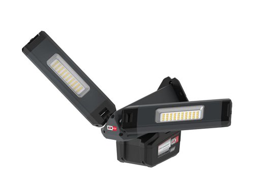 The SCANGRIP® TOWER COMPACT CONNECT Light provides extremely high lumen output, up to as much as 2500 lumens, and can be positioned directly on the tripod without any bracket or extra devices. This means it can be dismounted as easily and positioned directly on the surface using the battery base as stand or positioned by the built-in hook.Featuring 360° flexible and turnable lamp heads TOWER COMPACT CONNECT provides powerful illumination from any lighting angle you need for the job. Both lamp heads have dual axis rotation which means the lamp heads can be rotated in all directions independent of each other providing completely flexible positioning of the light source. This provides perfect lighting condition for painting and installation work, for instance.Its tripod is extendable from 0.9m to 2m and offers complete flexibility to position the work light into the required height. The QUICK RELEASE function makes it fast to set up and fold again when the job is done. In folded position, it is very compact and designed for one-hand transport.The ideal work lamp for the craftsman who often changes workplace and needs to set up quickly and easily move on to the next job. The sturdy, slim design, and low weight of only 2.7 kg makes it tailored to bring around in the back of the car and convenient to carry around from one job to the other.Comes as a Bare Unit.Can be powered by:-METABO/CAS Batteries 12V 4.0Ah - 18V 5.2Ah.-CONNECT POWER SUPPLY.-A 18V battery from a leading power tool brand, such as Milwaukee, DeWalt, Makita, etc., by using the SCANGRIP® CONNECT CONNECTOR.Specifications:Luminous Flux, Max./Min.: 2,500/1250 Lumens.Illuminance, Max.Min. (@0,5m): 1,800/900 Lux.Illuminance Distance: 0.50m.Beam Angle: 180°.Max. Height: 2m (fully extended).Weight: 2.74kg.