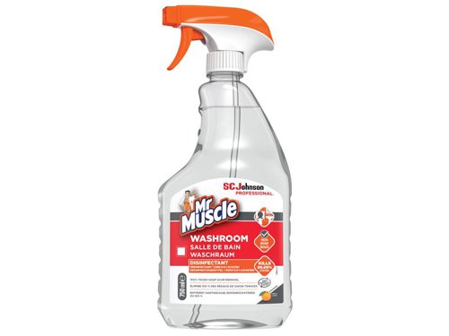 The SC Johnson Professional Mr Muscle® Washroom Cleaner kills 99.99% of germs. Formulated to easily remove soap scum and stubborn grime from busy commercial and workplace washrooms.Use biocides safely. Always read the product label and instructions before use.