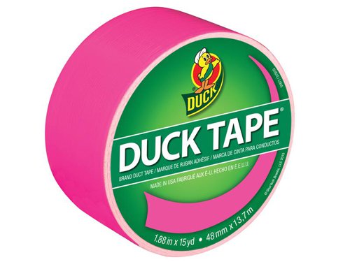 Duck Tape® Colours is a range of brightly coloured and patterned tapes, which are excellent for crafting and imaginative projects. The tapes have the same quality as Original Duck Tape®, providing high-performance strength and adhesion. The tapes are waterproof too, although not suitable for total immersion in water.The tapes can be cut with scissors or torn by hand.Available in many colours and designs.This Duck Tape® Colours & Patterns comes in the following:Colour/Pattern: Neon PinkWidth: 48mmLength: 13.7m