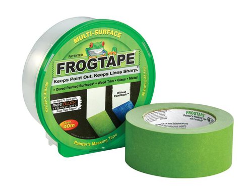 FrogTape® Multi-Surface is a medium adhesion painter's tape for use on painted walls, wood trim, glass and metal. Designed for use with Emulsion Paint. For best results remove FrogTape ® immediately after painting.FrogTape® is the only painter’s masking tape treated with PaintBlock® Technology. PaintBlock® reacts with emulsion paint to form a micro-barrier that seals the tape edges. The result is the sharpest lines possible, making touch-ups a thing of the past.FrogTape® is a true innovation, saving you time, money and giving you professional results first and every time. Keeps paint out, Keeps lines Sharp ™This Shurtape FrogTape® Multi-Surface Masking Tape has the following specification:Width: 48mmLength: 41.1m