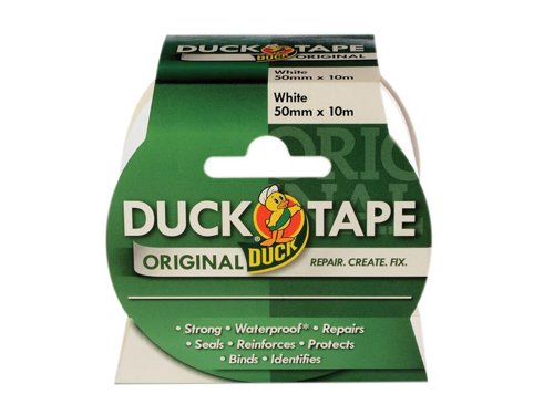 The Shurtape Original Cloth Duck Tape® is ideal for fixing, binding, repairing, protecting, identifying and reinforcing tasks.It is strong, waterproof, tears easily and is for use both indoors and out. Ideal for hundreds of uses around the home, garage and garden with high strength adhesive - sticks firmly to most surfaces.Not suitable for total immersion in water.This Duck Tape® Original comes in the following:Colour: WhiteWidth: 50mm (2in)Length: 10m