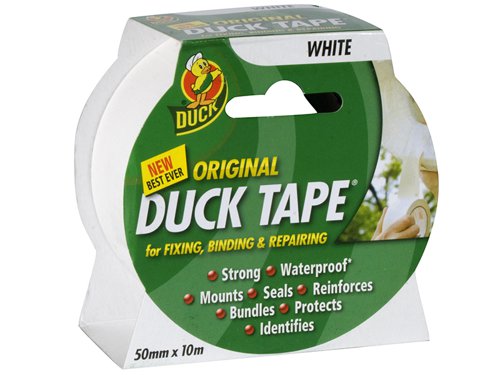 The Shurtape Original Cloth Duck Tape® is ideal for fixing, binding, repairing, protecting, identifying and reinforcing tasks.It is strong, waterproof, tears easily and is for use both indoors and out. Ideal for hundreds of uses around the home, garage and garden with high strength adhesive - sticks firmly to most surfaces.Not suitable for total immersion in water.This Duck Tape® Original comes in the following:Colour: WhiteWidth: 50mm (2in)Length: 10m