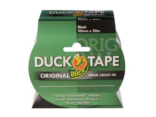The Shurtape Original Cloth Duck Tape® is ideal for fixing, binding, repairing, protecting, identifying and reinforcing tasks.It is strong, waterproof, tears easily and is for use both indoors and out. Ideal for hundreds of uses around the home, garage and garden with high strength adhesive - sticks firmly to most surfaces.Not suitable for total immersion in water.This Duck Tape® Original comes in the following:Colour: BlackWidth: 50mm (2in)Length: 50m