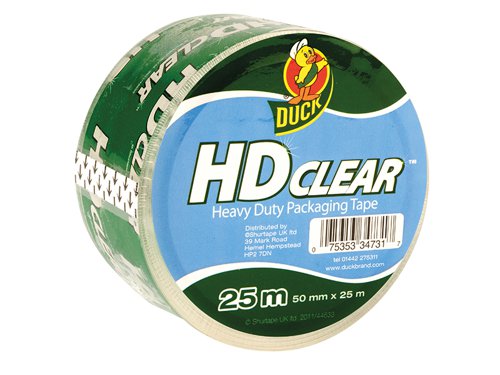 Heavy-Duty Clear Packaging Duck Tape® is a super strong tape for sealing, wrapping and securing parcels and packages. The tape is crystal clear and can also be used to laminate.Width: 50mmLength: 25m