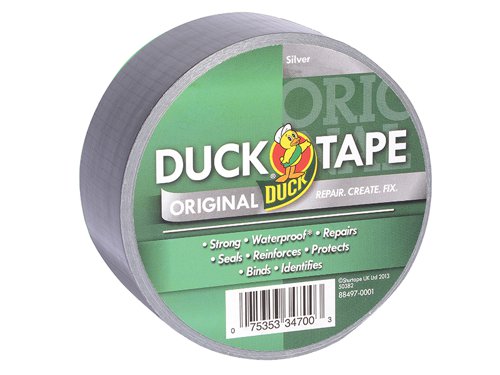 The Shurtape Original Cloth Duck Tape® is ideal for fixing, binding, repairing, protecting, identifying and reinforcing tasks.It is strong, waterproof, tears easily and is for use both indoors and out. Ideal for hundreds of uses around the home, garage and garden with high strength adhesive - sticks firmly to most surfaces.Not suitable for total immersion in water.This Duck Tape® Original comes in the following:Colour: SilverWidth: 50mm (2in)Length: 50m