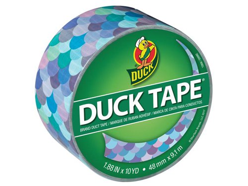 Duck Tape® Colours is a range of brightly coloured and patterned tapes, which are excellent for crafting and imaginative projects. The tapes have the same quality as Original Duck Tape®, providing high-performance strength and adhesion. The tapes are waterproof too, although not suitable for total immersion in water.The tapes can be cut with scissors or torn by hand.Available in many colours and designs.This Duck Tape® Colours & Patterns comes in the following:Colour/Pattern: MermaidWidth: 48mmLength: 9.1m