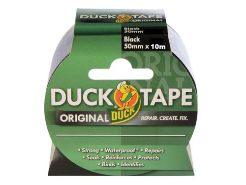 The Shurtape Original Cloth Duck Tape® is ideal for fixing, binding, repairing, protecting, identifying and reinforcing tasks.It is strong, waterproof, tears easily and is for use both indoors and out. Ideal for hundreds of uses around the home, garage and garden with high strength adhesive - sticks firmly to most surfaces.Not suitable for total immersion in water.This Duck Tape® Original comes in the following:Colour: BlackWidth: 50mm (2in)Length: 10m