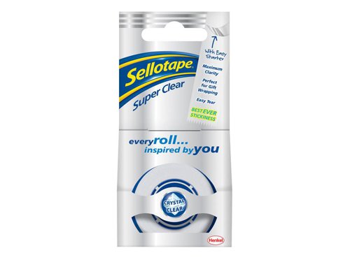 Sellotape Super Clear is a high clarity tape developed with Sello Clear Technology, ensuring a crystal clear finish. It is ideal for fuss free wrapping and tasks needing a perfect finish. Sticks card, paper, envelopes and all sorts of household objects. Fitted with a starter tab for easy use. Its easy to tear, no need for scissors.