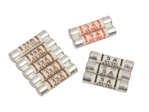 SMJ Standard Fuse Pack for use in domestic mains plugs and fused spurs. Always ensure the correct rated fuse is fitted in the plug of an appliance.Fuses available in 3, 5 and 13 amp. Mixed pack available.This SMJ Mixed Fuse Pack contains the following selection of fuses:2 x 3A Fuses 3 x 5A Fuses 5 x 13A Fuses