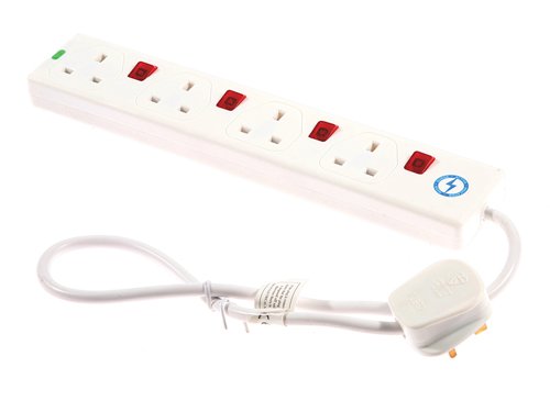 SMJS4WISP SMJ Extension Lead 240V 4-Way 13A Surge Protection Switched 0.75m