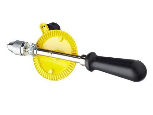 This Stanley single pinion hand drill had a 3-jaw chuck for greater versatility. It has an aluminium gear wheel which is long lasting, strong, and lightweight. It has a mandrel with three 8mm diameter bits. Made of precision die cast for strength and durability.Specification:Length: 265mm.