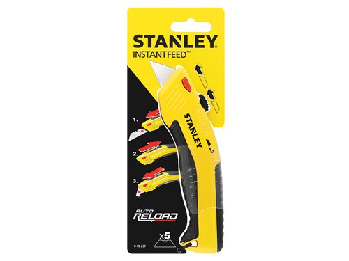 This Stanley Autoload Retractable Knife accepts all standard TK blades. It has easy storage access which creates convenient access to new blades.The instant soft grip with rubber slider gives an increased comfort. It has a narrow nose and is ideal for plasterboard applications.