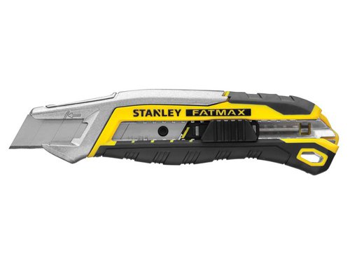 The STANLEY® FatMax® Snap-Off Knife is manufactured from hard-wearing stainless steel, delivering exceptional durability and longevity. Ergonomically engineered and encased with a rugged bi-material coating handle for a comfortable grip.An on-board snap line indicator helps to align the blade correctly to ensure a clean blade snap. With the unique blade-snapping mechanism there is no need to use secondary tools. When the blade loses sharpness, simply line up the blade, snap it and continue with a new sharp edge. Once the blade has been snapped, it’ll be retained by an integrated magnet for secure and convenient disposal.The slide lock provides improved blade depth control. It also features magnetic blade loading for additional safety.