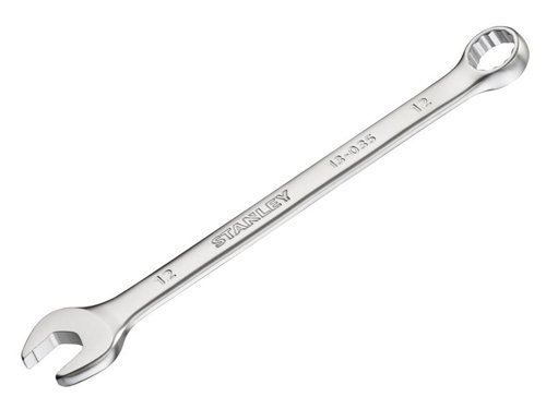 The STANLEY® FatMax® Anti-Slip Combination Wrench provides improved bolt contact, reducing the chance of slippage. Forged in corrosion-resistant chrome vanadium steel with a satin chrome finish for strength and durability. With a 12-point versatile box end for easy fitting over nuts and bolts. It also has a 15° offset open and box end offering improved access and torque.1 x STANLEY® FatMax® Anti-Slip Combination Wrench 12mm