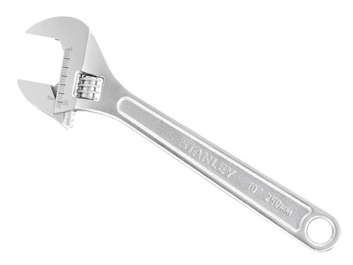 STANLEY® Metal Adjustable Wrench with parallel jaws placed at a 15° angle to provide a firm grip and good reach. The jaws feature both metric and imperial scales. There is also a hanging hole that can be used for securing the tool to a lanyard, ideal when working at height.This STANLEY® Metal Adjustable Wrench has the following specification:Length: 250mm (10in)Capacity: 33mm