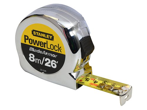STA033526 STANLEY® PowerLock® BladeArmor® Pocket Tape 8m/26ft (Width 25mm)