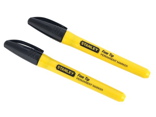 STA047316 STANLEY® Fine Tip Permanent Marker Black (Pack 2)