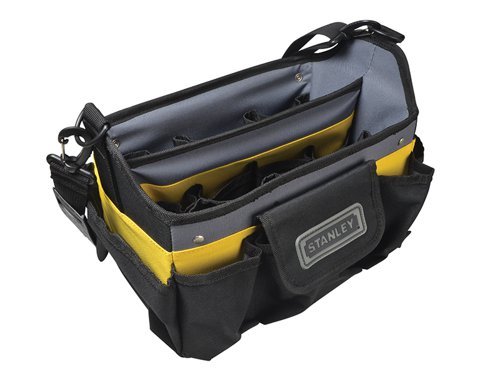 The Stanley STST1-70718 Open Tool Bag is great for toting around a reasonable selection of everyday tools for most jobs, and is very well made. Plenty of pockets for smaller items.The open design allows for quick access to your hand tools. Vertical storage pockets and loops for maximum organisation and accessibility. Small organiser compartment for drill bits and small parts. It is fitted with a strong, adjustable shoulder strap.Size: 32 x 20 x 26cm (12.1/2 x 8 x 10.2/8in).