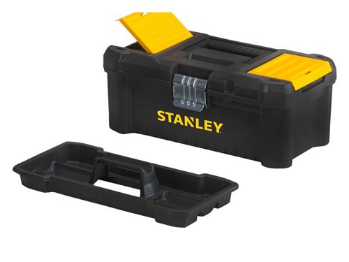 The Stanley Tool Basic Toolbox has an innovative design with an organiser lid for small parts storage. It is fitted with geometric lock latches that enable smooth closing and opening. The latches are made from metal and have an ergonomic design. The toolbox can be secured with a padlock (not supplied) for increased security.Stanley Tools Basic Toolbox With Organiser Top has the following specification:Dimensions: 320 x 188 x 132mm.
