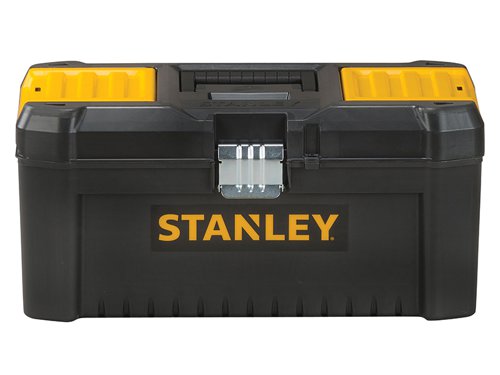 The Stanley Tool Basic Toolbox has an innovative design with an organiser lid for small parts storage. It is fitted with geometric lock latches that enable smooth closing and opening. The latches are made from metal and have an ergonomic design. The toolbox can be secured with a padlock (not supplied) for increased security.Stanley Tools Basic Toolbox With Organiser Top has the following specification:Dimensions: 406 x 205 x 195mm.