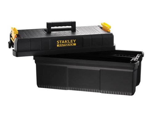 The Stanley Tools FatMax?½ Work Step Toolbox combines a toolbox and work step in one. It has a lightweight design with an ergonomic carry handle for easy carrying. The work step has stainless aluminium legs with non-slip feet to ensure optimum stability and longevity. For added safety the step has been fitted with safety lock buttons.Specification:External Dimensions: 640 x 296 x 287mmInner Dimensions: 560 x 265 x 200mmMax. Load: 30kgMax. Standing Load: 150kgWeight: 6.2kg