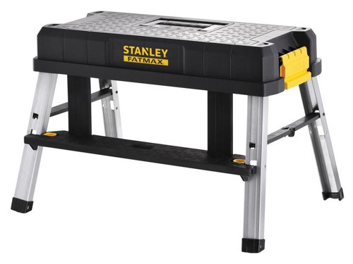 The Stanley Tools FatMax?½ Work Step Toolbox combines a toolbox and work step in one. It has a lightweight design with an ergonomic carry handle for easy carrying. The work step has stainless aluminium legs with non-slip feet to ensure optimum stability and longevity. For added safety the step has been fitted with safety lock buttons.Specification:External Dimensions: 640 x 296 x 287mmInner Dimensions: 560 x 265 x 200mmMax. Load: 30kgMax. Standing Load: 150kgWeight: 6.2kg