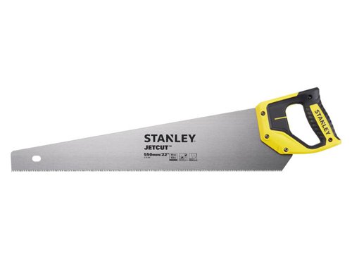 The Stanley FatMax® fine cut handsaws have a bi-material handle screwed and ultrasonically welded for comfort and security.The teeth are precision set to generate clearance of kerf for the blade to cut on both the forward and back stroke, increasing cutting efficiency by 30%. These 3 sided teeth are precision ground to offer razor sharp cutting edges at every stage of the stroke. They are induction hardened to stay sharper for longer.Fine cut blade 11 TPI.