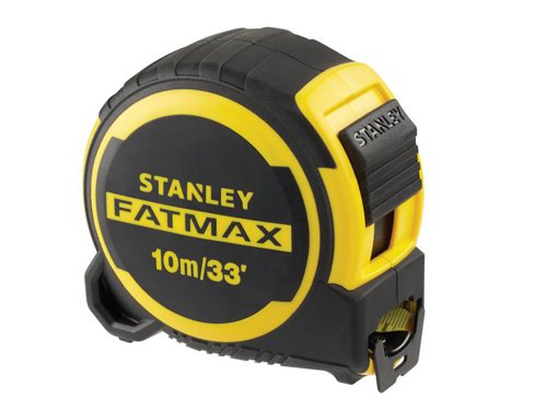 The Stanley FatMax® Next Generation Tape is built to withstand the most extreme jobsite environments. Equipped with patented Twin-Core™ technology for a compact case design that takes up less space on your tool belt.Measurements have been printed on both sides of the blade making it easier to read, especially in overhead measurements or in awkward spaces. With an abrasion-resistant blade coating, the first 20cm is treated with a BladeArmor® for enhanced protection against kinking or tearing in the most vulnerable part of the blade. It offers a greater reach, up to 4.9m of stand-out, so you can measure confidently from a distance, even when working alone.Ergonomically engineered to fit comfortably in the palm of your hand. A bi-material casing provides exceptional grip. The flat base ensures more stability on work surfaces. Fitted with an easy-to-use lock mechanism that engages and disengages with ease and holds strong when locked.A lanyard tether reduces the risk of dropping when working at heights. It's also fitted with a screw-free belt clip.Accuracy: EC Class II1 x STANLEY FatMax® Next Generation Tape 10m/33ft (Width 32mm).