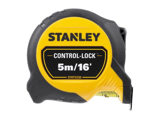 The STANLEY® CONTROL-LOCK™ Pocket Tape has a double sided print blade enabling easier overhead measurements or use in awkward spaces. Its abrasion-resistant blade coating provides additional durability. The first 20cm of the blade is also treated with a BladeArmor® coating to reinforce the most vulnerable part, of the blade, and reduce the risk of kinks or tears.Its innovative Multi-catch Hook provides more contact surface and grip for greater control, whilst the TRU-ZERO™ feature ensures precise inner and outer measurements.There is also a detachable magnet for greater versatility. The 25mm blade width and extended reach of 3.5 metres helps you to measure confidently from a distance, even when working alone.Ergonomically engineered to fit comfortably in the palm of your hand. Its bi-material casing provides exceptional grip. Equipped with patented Twin-Core™ technology, resulting in a compact case design taking up less space on your tool belt.Its flat-based design also ensures more stability on work surfaces. An integrated finger brake provides users with full control when retracting and extending the blade ensuring more controlled measurements and longer tape life.Class II Accuracy. Suitable for most professionals, providing a reassuring ±0,5mm error tolerance at 1m.Available with metric only or metric and imperial graduations.This STANLEY® CONTROL-LOCK™ Pocket Tape has metric and imperial graduations.It has a double sided print blade enabling easier overhead measurements or use in awkward spaces. Its abrasion-resistant blade coating provides additional durability. The first 20cm of the blade is also treated with a BladeArmor® coating to reinforce the most vulnerable part, of the blade, and reduce the risk of kinks or tears.Its innovative Multi-catch Hook provides more contact surface and grip for greater control, whilst the TRU-ZERO™ feature ensures precise inner and outer measurements.There is also a detachable magnet for greater versatility. The 25mm blade width and extended reach of 5 metres (16ft) helps you to measure confidently from a distance, even when working alone.Ergonomically engineered to fit comfortably in the palm of your hand. Its bi-material casing provides exceptional grip. Equipped with patented Twin-Core™ technology, resulting in a compact case design taking up less space on your tool belt.Its flat-based design also ensures more stability on work surfaces. An integrated finger brake provides users with full control when retracting and extending the blade ensuring more controlled measurements and longer tape life.Class II Accuracy. Suitable for most professionals, providing a reassuring ±0,5mm error tolerance at 1m.(Metric and imperial graduations).Specifications:Blade Length: 5m/16ft.Blade Width: 25mm.Accuracy: EC Class II.