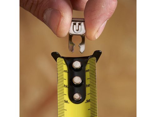 The STANLEY® CONTROL-LOCK™ Pocket Tape has a double sided print blade enabling easier overhead measurements or use in awkward spaces. Its abrasion-resistant blade coating provides additional durability. The first 20cm of the blade is also treated with a BladeArmor® coating to reinforce the most vulnerable part, of the blade, and reduce the risk of kinks or tears.Its innovative Multi-catch Hook provides more contact surface and grip for greater control, whilst the TRU-ZERO™ feature ensures precise inner and outer measurements.There is also a detachable magnet for greater versatility. The 25mm blade width and extended reach of 3.5 metres helps you to measure confidently from a distance, even when working alone.Ergonomically engineered to fit comfortably in the palm of your hand. Its bi-material casing provides exceptional grip. Equipped with patented Twin-Core™ technology, resulting in a compact case design taking up less space on your tool belt.Its flat-based design also ensures more stability on work surfaces. An integrated finger brake provides users with full control when retracting and extending the blade ensuring more controlled measurements and longer tape life.Class II Accuracy. Suitable for most professionals, providing a reassuring ±0,5mm error tolerance at 1m.Available with metric only or metric and imperial graduations.This STANLEY® CONTROL-LOCK™ Pocket Tape has metric and imperial graduations.It has a double sided print blade enabling easier overhead measurements or use in awkward spaces. Its abrasion-resistant blade coating provides additional durability. The first 20cm of the blade is also treated with a BladeArmor® coating to reinforce the most vulnerable part, of the blade, and reduce the risk of kinks or tears.Its innovative Multi-catch Hook provides more contact surface and grip for greater control, whilst the TRU-ZERO™ feature ensures precise inner and outer measurements.There is also a detachable magnet for greater versatility. The 25mm blade width and extended reach of 5 metres (16ft) helps you to measure confidently from a distance, even when working alone.Ergonomically engineered to fit comfortably in the palm of your hand. Its bi-material casing provides exceptional grip. Equipped with patented Twin-Core™ technology, resulting in a compact case design taking up less space on your tool belt.Its flat-based design also ensures more stability on work surfaces. An integrated finger brake provides users with full control when retracting and extending the blade ensuring more controlled measurements and longer tape life.Class II Accuracy. Suitable for most professionals, providing a reassuring ±0,5mm error tolerance at 1m.(Metric and imperial graduations).Specifications:Blade Length: 5m/16ft.Blade Width: 25mm.Accuracy: EC Class II.