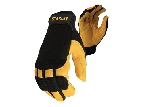 The Stanley SY750 Hybrid Performance Gloves have rugged reverse cowhide finger and palm overlays that provide extra grip. Lightweight, breathable spandex back for a cool and comfortable fit. There is a terry cloth on top of the thumb to quickly absorb perspiration. Elasticated cuffs provide a secure fit. Ideal for general handling. Hand wash only.