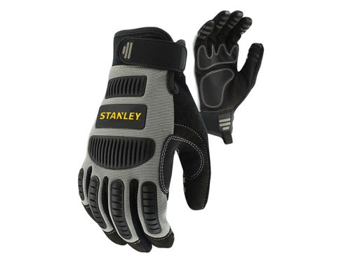 The Stanley SY820 Extreme Performance Gloves are ideal for general handling, providing grip where you need it most. The TPR knuckles and back of hand guard provide impact protection, whilst the PVC palm and thumb saddle overlay increase durability. There is also a synthetic leather nail guard for extra protection. A breathable back and elasticated cuffs provide a secure, comfortable fit.