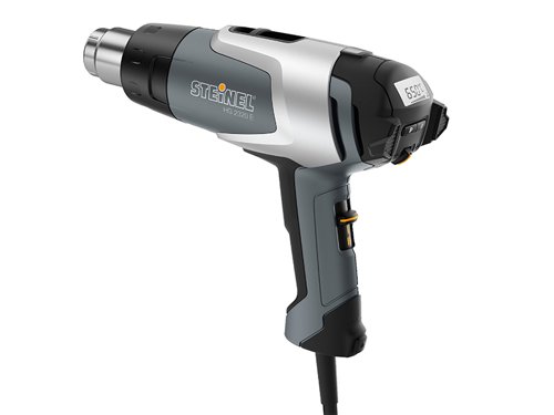 The Steinel HG2320E LCD Heat Gun offers a digital precision tool for temperature-critical materials. The ceramic heaters temperature can be infinitely varied over a range of 80-650°C at the thumbwheel. Integrated thermal cut-out eliminates the risk of overheating. Airflow can be controlled in 2 stages from 150–500 l/min.Its LCD display shows temperature in 10°C steps, includes heat build-up warning function and residual-heat indicator. Fitted with a brushless motor, rated for over 1,000 hours of operation and an optimised weight balance with ergonomically shaped, soft inlay handle permits fatigue-free work. The 3m cable provides greater freedom of movement, for high demanding workloads. To ensure a reliable work process, the LOC function can be used to lock all settings on the tool.Service-friendly, the power cord can be changed without opening the enclosure.Specifications:Input Power 240v: 2,300W.110v: 1,400W.Airflow: 150–500 L/min.Air Temperature: 80-650°C .Weight: 1.03kg.The Steinel HG2320E LCD Heat Gun 2,300 Watt in the 240 Volt Version.
