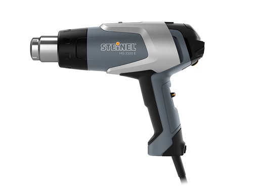 The Steinel HG2320E LCD Heat Gun offers a digital precision tool for temperature-critical materials. The ceramic heaters temperature can be infinitely varied over a range of 80-650°C at the thumbwheel. Integrated thermal cut-out eliminates the risk of overheating. Airflow can be controlled in 2 stages from 150–500 l/min.Its LCD display shows temperature in 10°C steps, includes heat build-up warning function and residual-heat indicator. Fitted with a brushless motor, rated for over 1,000 hours of operation and an optimised weight balance with ergonomically shaped, soft inlay handle permits fatigue-free work. The 3m cable provides greater freedom of movement, for high demanding workloads. To ensure a reliable work process, the LOC function can be used to lock all settings on the tool.Service-friendly, the power cord can be changed without opening the enclosure.Specifications:Input Power 240v: 2,300W.110v: 1,400W.Airflow: 150–500 L/min.Air Temperature: 80-650°C .Weight: 1.03kg.The Steinel HG2320E LCD Heat Gun 1,400 Watt in the 110 Volt Version.
