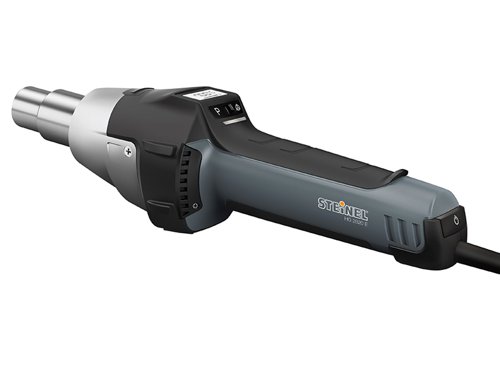 The Steinel HG2620E Barrel Heat Gun is electronically controlled with infinite digital temperature adjustment via its joystick to provide excellent performance and precision. Airflow rate is also continuously adjustable.Features an LCD display showing the temperature in 10°C steps. Its residual heat indicator ensures maximum working safety and the integrated thermal cut-out prevents overheating. In addition, an integrated fine dust filter, ergonomically shaped handle and magnesium guard sleeve ensure work safety. Its brushless motor is rated for 10,000 hours operation.This tool is very user-friendly when it comes to servicing; both the element and the power cord can be easily changed by the user on site.Comes in a large, robust carry case, suitable to fit in many of the nozzles and other accessories.Specifications:Input Power: 2,300W/1,650W.Air Flow: 150-500 L/min.Air Temperature: 50-700°C.Weight: 0.84kg.The Steinel HG2620E Barrel Heat Gun 2300W 240V Version.