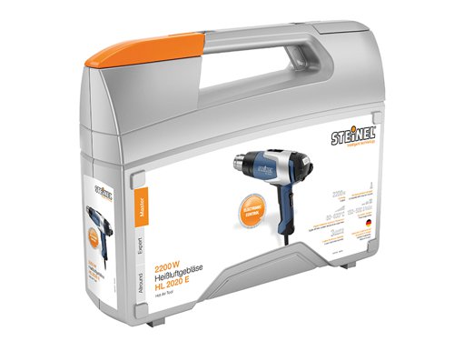 The Steinel HL2020E 3-Stage Airflow LCD Heat Gun deliveres a hot air temperature of up to 630°C. The current working temperature and airflow rate is indicated on the LCD display which is easy to read at any light level. The tool immediately responds to heat build-up by indicating a warning triangle on the display.Fitted with a residual heat indicator that warns that the delivery nozzle is still hot and can cause burns even long after the tool has been unplugged. It features professional technology for shaping tiles, desoldering circuit boards, welding plastics, drying repair filler, shrinking cable sleeves, soldering pipes and much more.Supplied with: 1 x 9mm Reduction Nozzle and 1 x Case.Specifications:Input Power: 2,200 Watt.Air Flow: 150/150-300/300-500 l/min.Air Temperature: 80-630°C.Weight: 0.88kg.