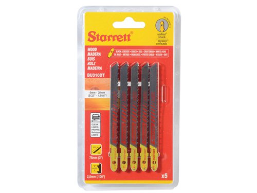 STR BU310DT-5 Wood Cutting Jigsaw Blades Pack of 5