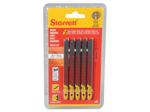 STR BU310T-5 Wood Cutting Jigsaw Blades Pack of 5