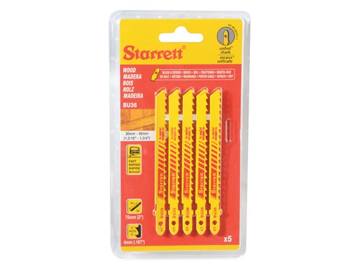 STR BU36-5 Wood Cutting Jigsaw Blades Pack of 5