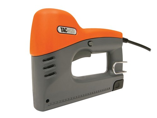 The Tacwise Pro 140EL is a lightweight, high impact tacker for those heavy-duty applications. Suitable for attaching wire mesh netting to wood, insulation and lining, office screens, external pelmets, blinds and awnings, roofing felt, theatre and film scenery, upholstery, exhibition/show construction, fixing carpet and underlay, display and shop fitting. Features include a staple/nail refill window, an ultra quick release reloading system, a single shot trigger and a safety on/off switch.Specifications:Fires: 140 Staples: 6-14mm and 180 Nails: 15mm.Voltage: 240V.Capacity: Staples & Nails: 100 (max.)Length 230mm.Width 65mm.Depth 210mm.Weight 1.1kg.